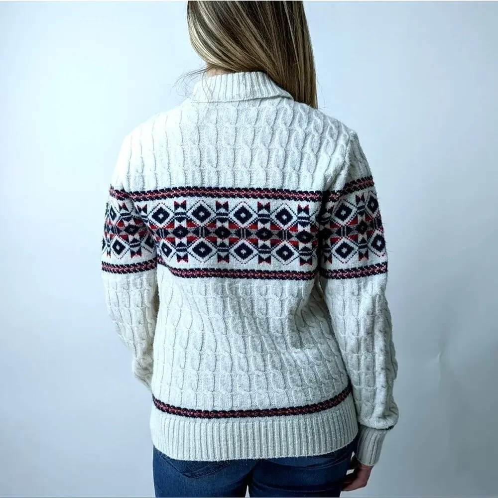 Vintage 70's Lord Jeff Cable Knit Turtleneck Sweater - M